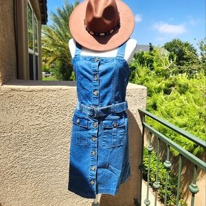 Button-down Blue Jean Dress With Cargo Pockets